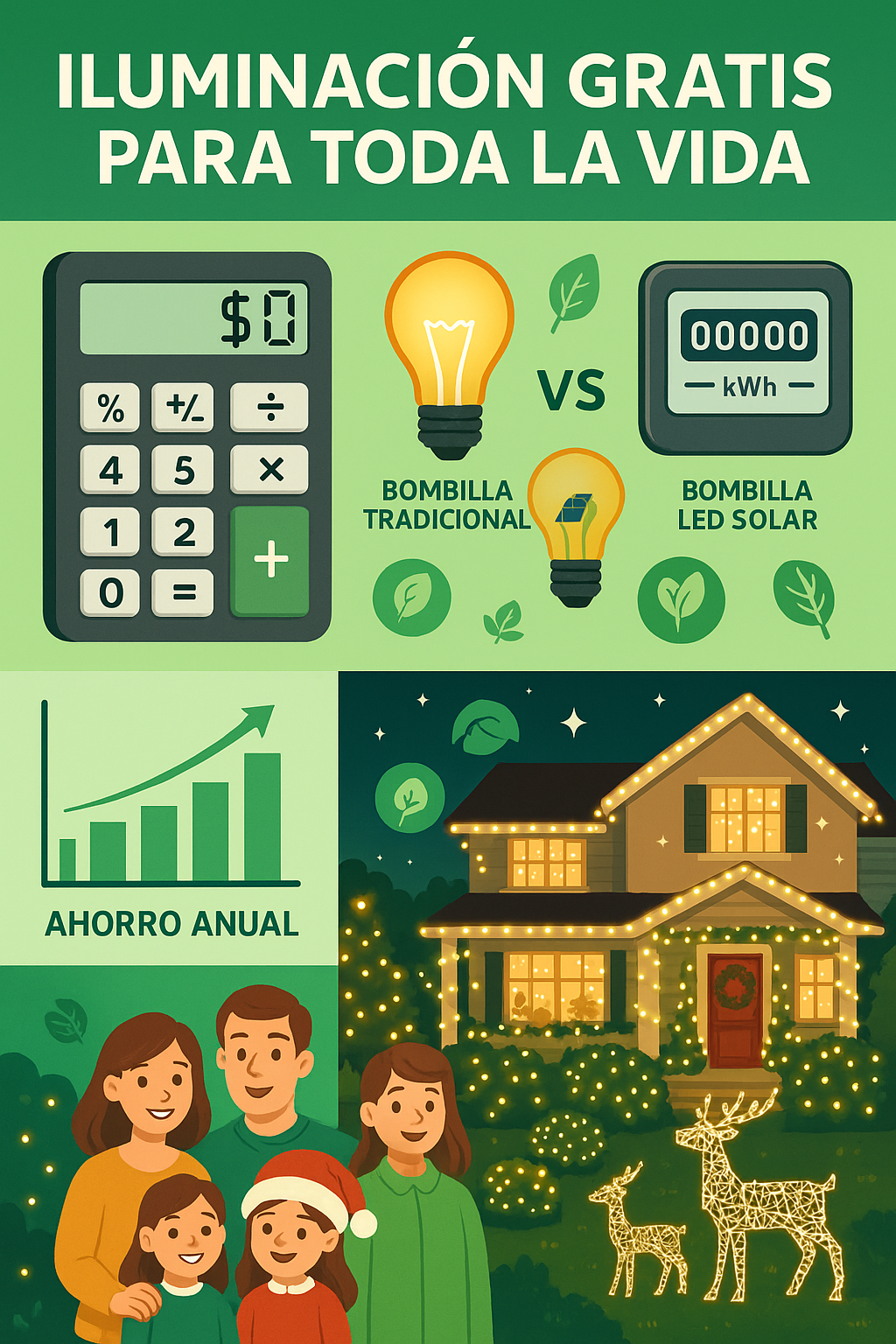 Luz Lineal Navidad Panel Solar🔥