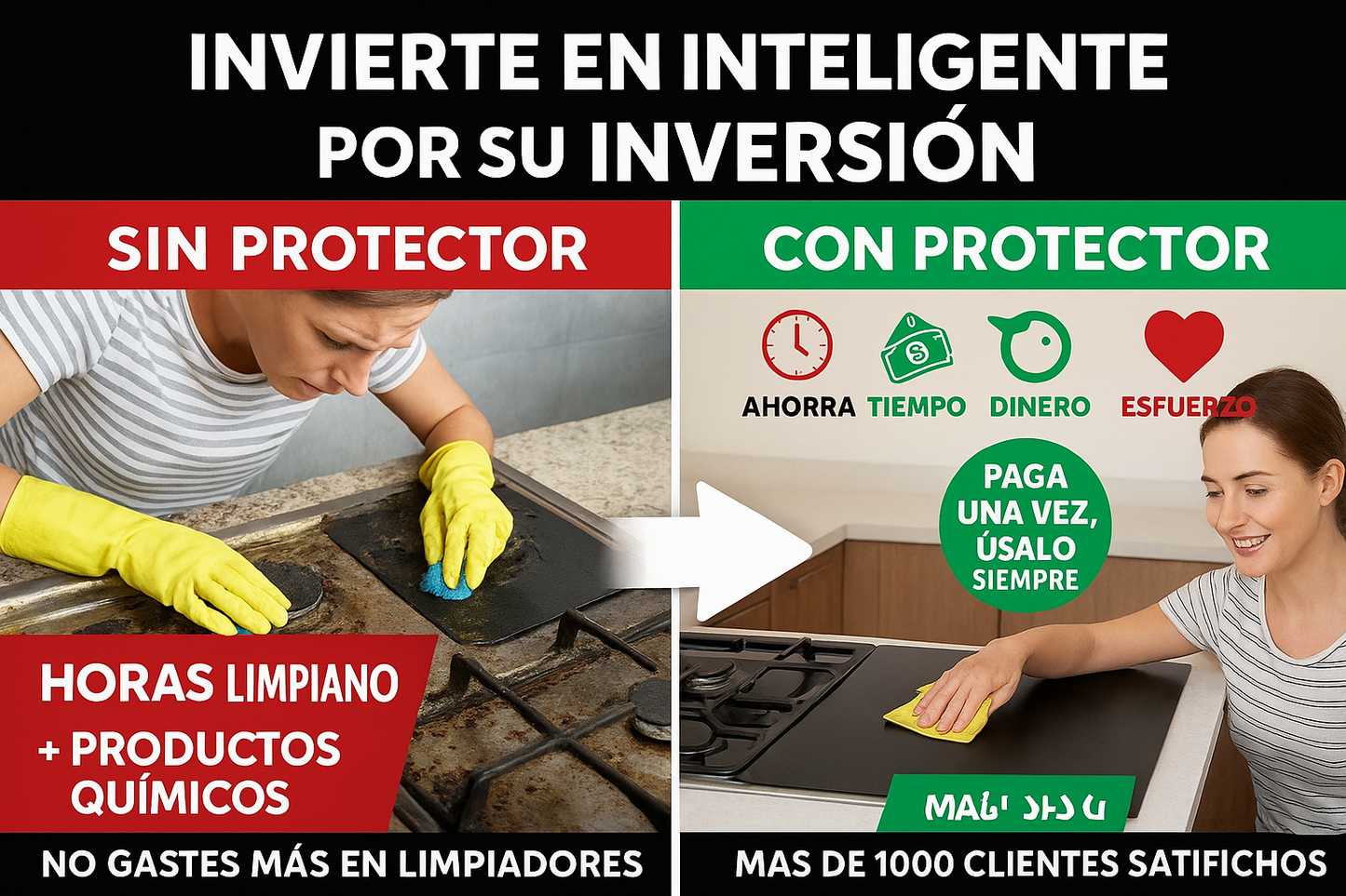 Protector De Estufa x4 Boquillas (Gris)-(Negro)