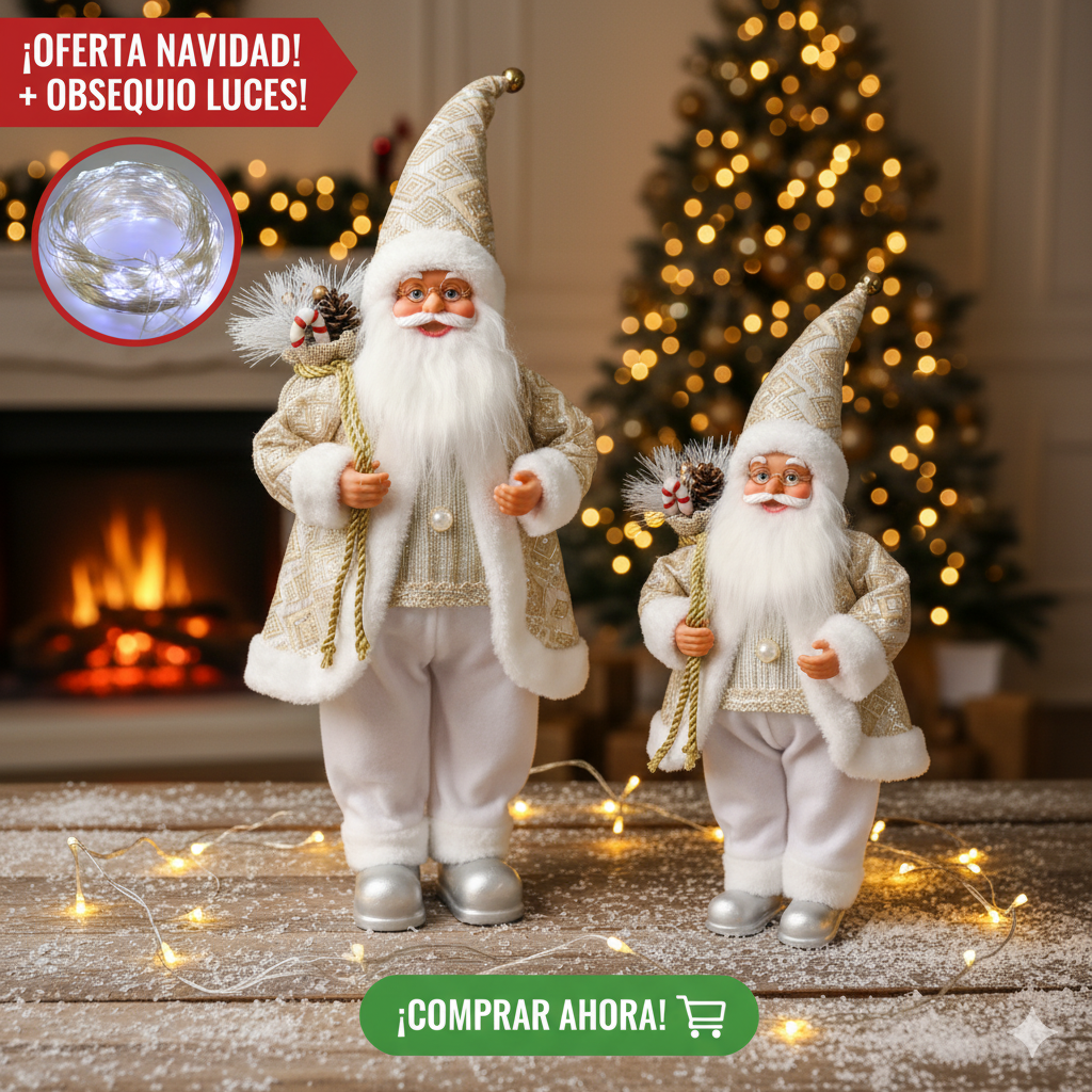 Arma tu Navidad en 5 Minutos ( Combo Papá Noel 2 en 1 + Luces GRATIS Con Un Super Descuento De Liquidación)